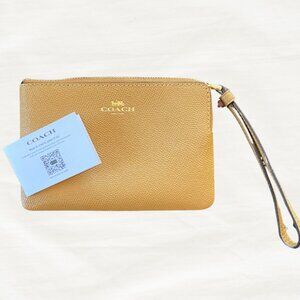 Coach Pebbled Leather Wristlet Gold Mustard | Modern Classic